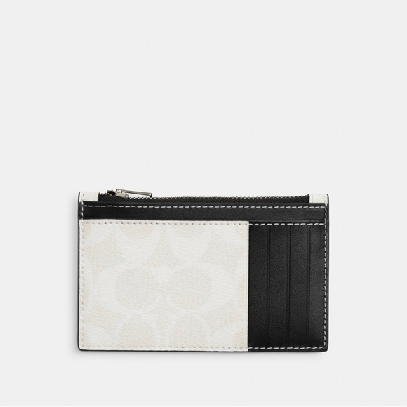 NWT Coach Zip Card Case In Signature Canvas Black C4281 $98 - Picture 2 of 2
